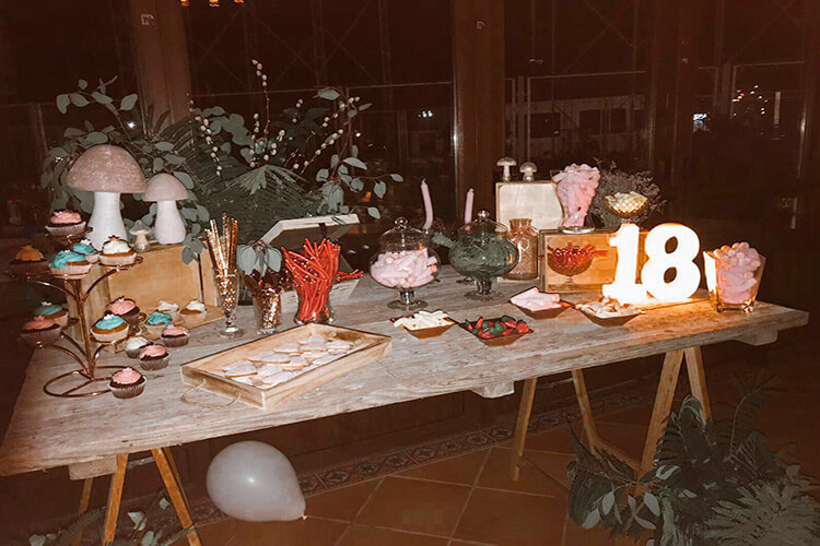 Organización de eventos cumpleaños de Lucía mesa de dulces